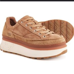 UGG Women's Marin Lace Sneaker Size 9 Chestnut Brown 2 Inch Platform